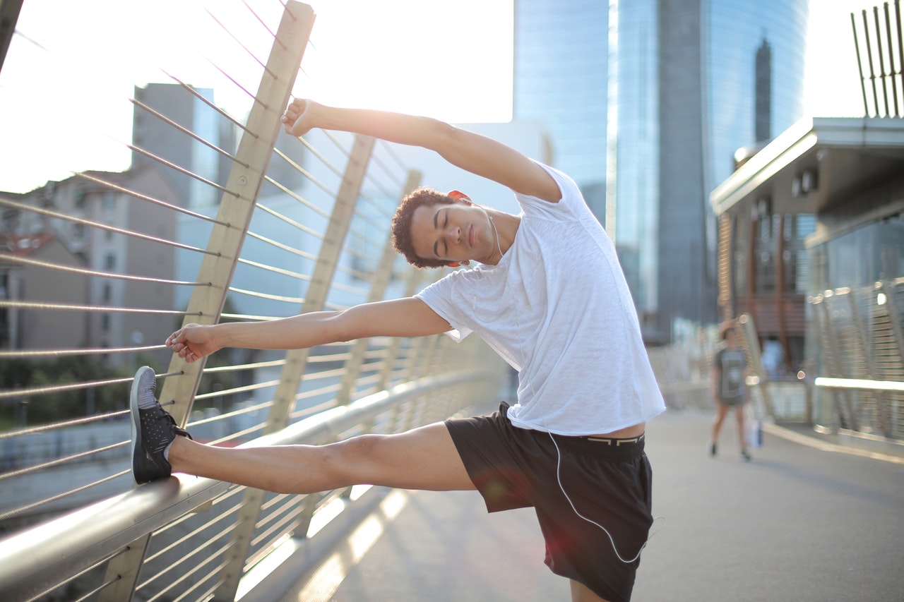 Stretching outdoors